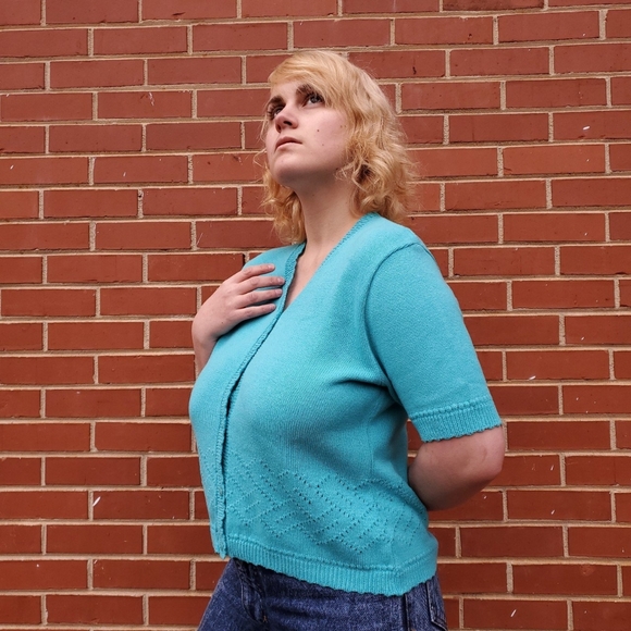 Vintage Short-Sleeve Cardigan by Southern Lady - Picture 2 of 4